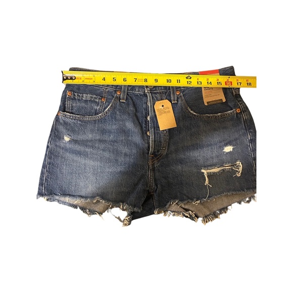 Levi’s 501 Original Shorts Denim Distressed Raw Hem W30 High Rise - Picture 13 of 14